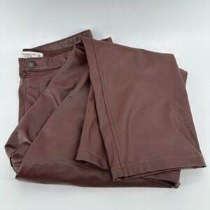 Abercrombie & Fitch Brown 90s Straight Ultra High Rise Faux Leather Pants 34/18R